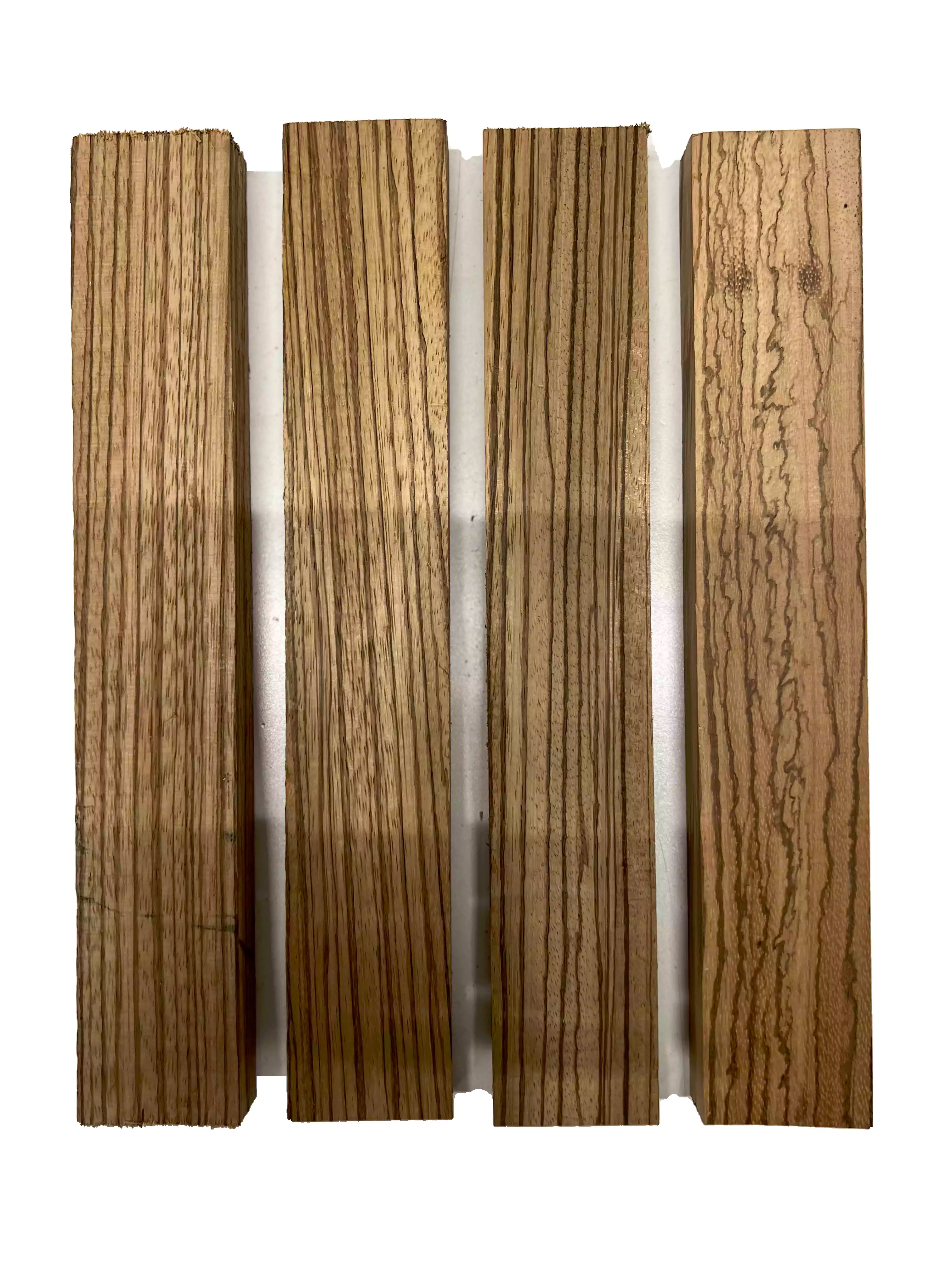 Pack of 4, Zebrawood Thin Stock Three Dimensional Lumber Board 12&quot; x 2&quot; x 3/4&quot; 