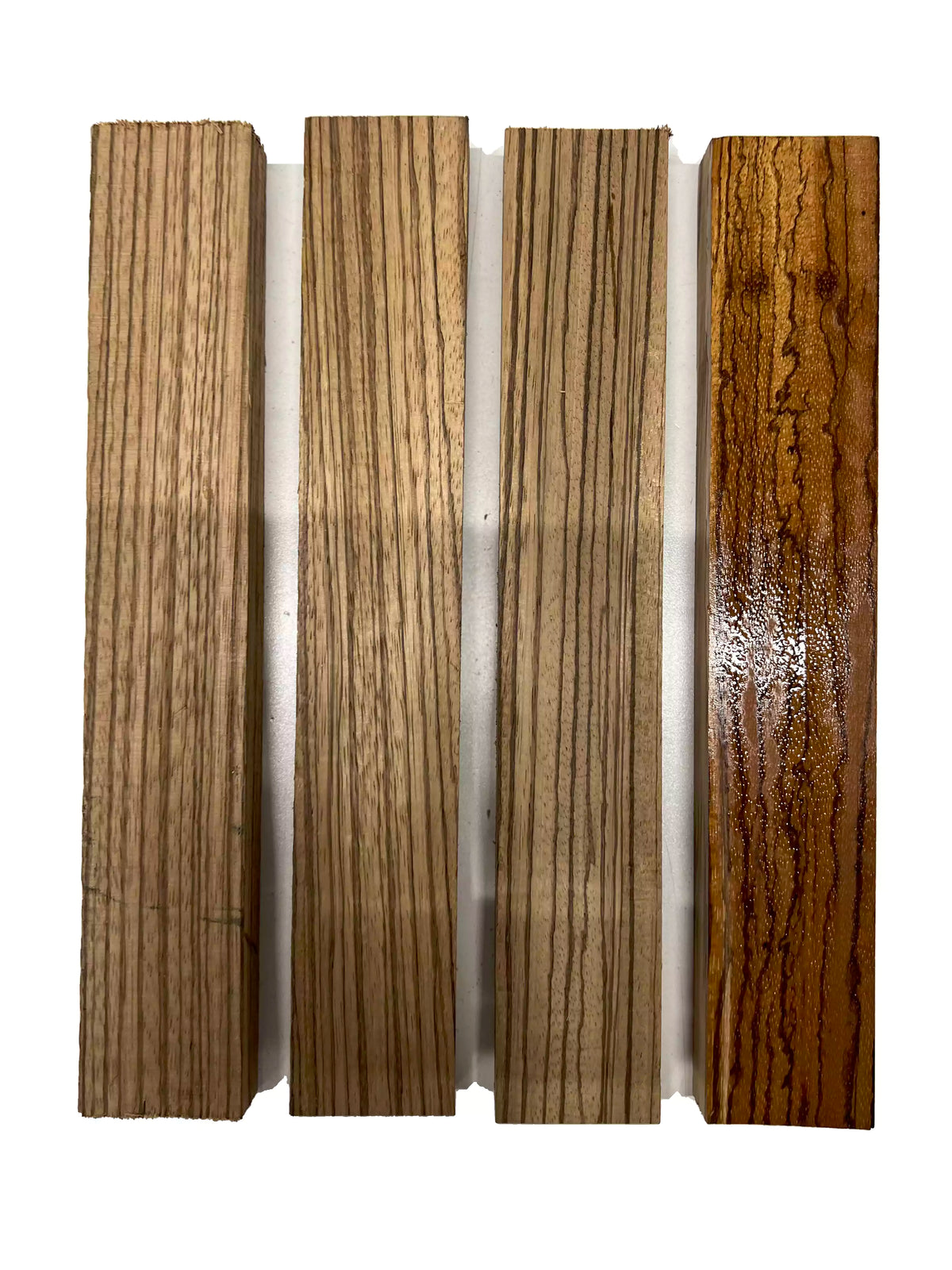 Pack of 4, Zebrawood Thin Stock Three Dimensional Lumber Board 12" x 2" x 3/4" #13 - Exotic Wood Zone - Buy online Across USA 