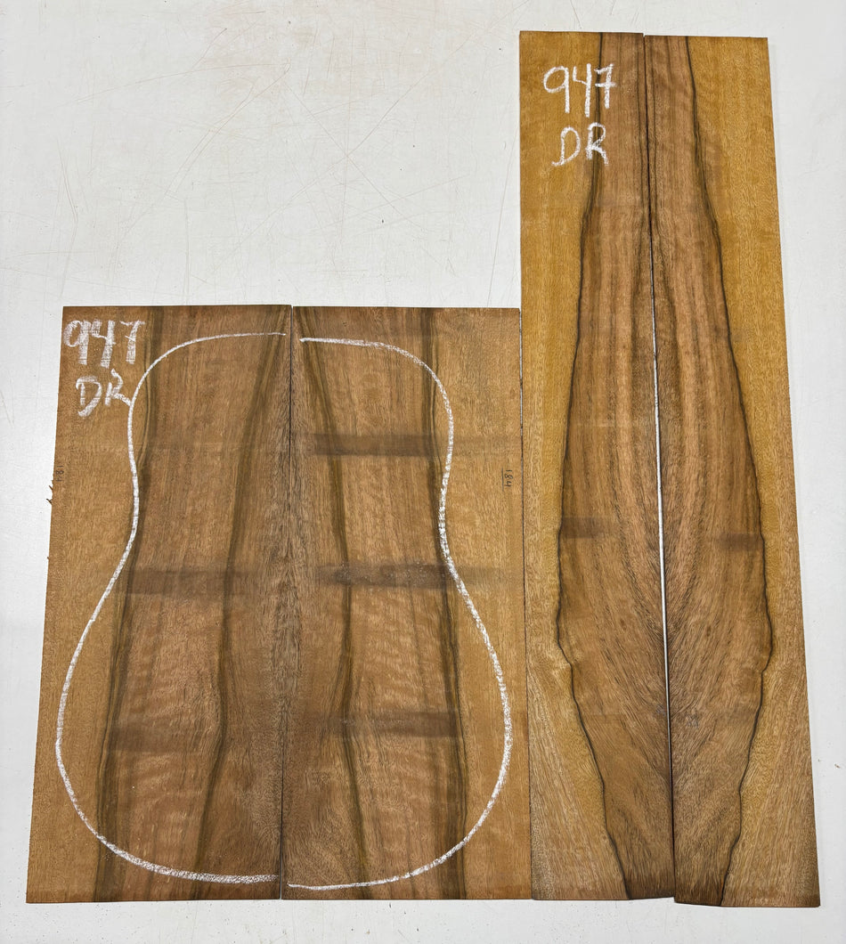 Flame Chocolate Mango Dreadnought Guitar Back and Side Set #947