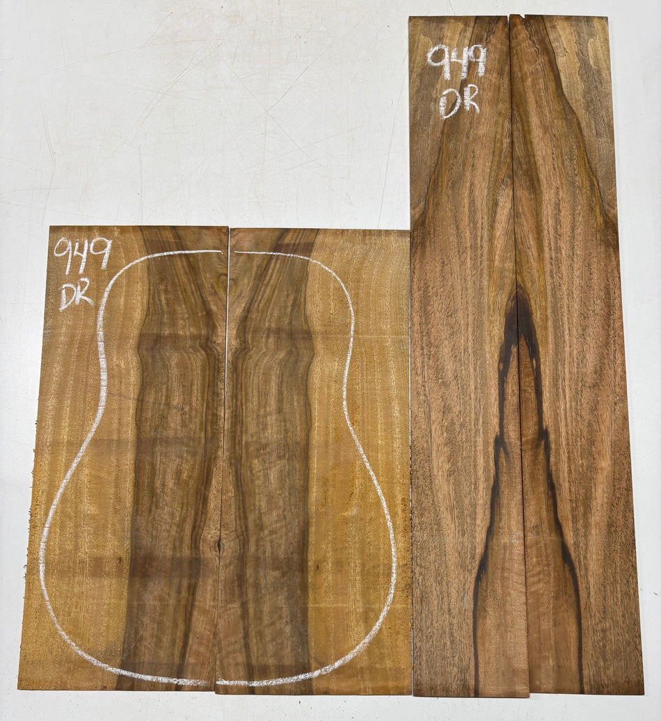 Flame Chocolate Mango Dreadnought Guitar Back and Side Set #949