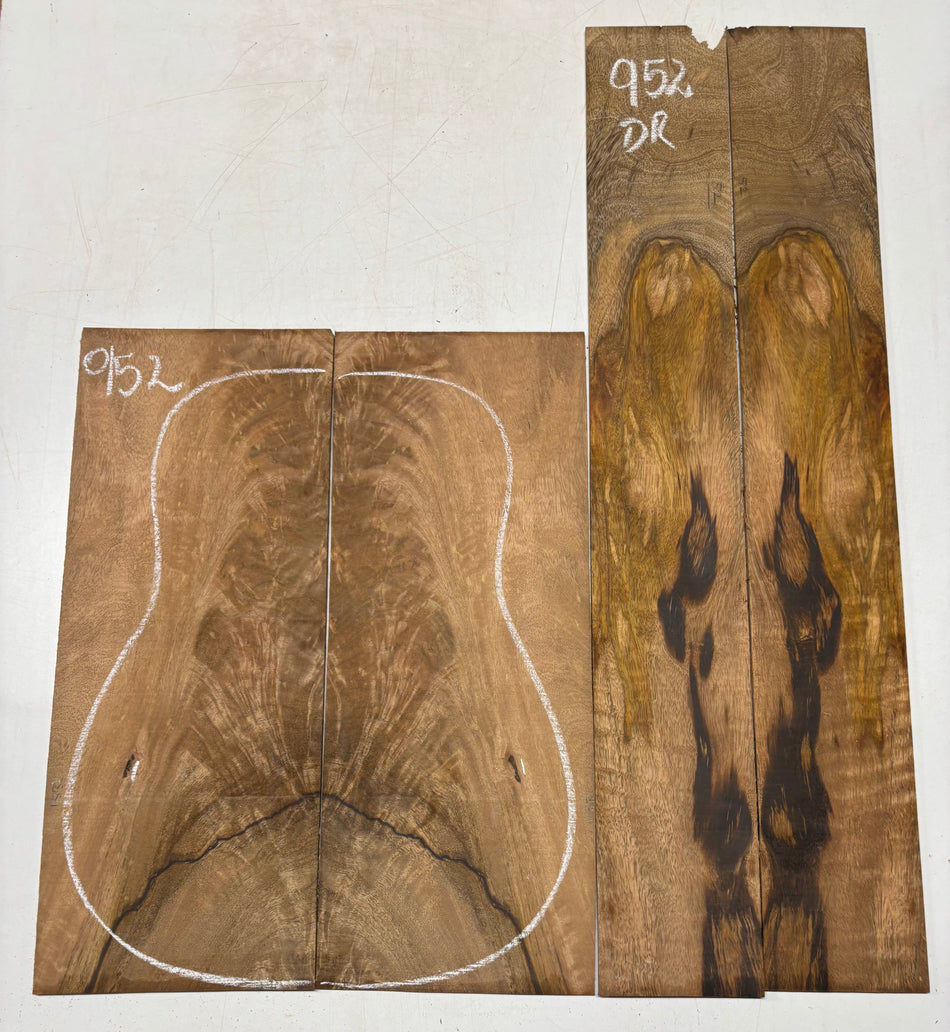 Flame Chocolate Mango Dreadnought Guitar Back and Side Set #952