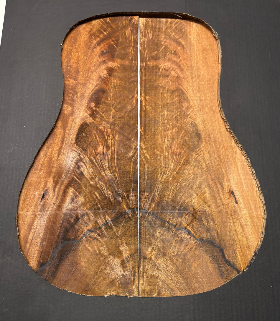 Flame Chocolate Mango Dreadnought Guitar Back and Side Set #952