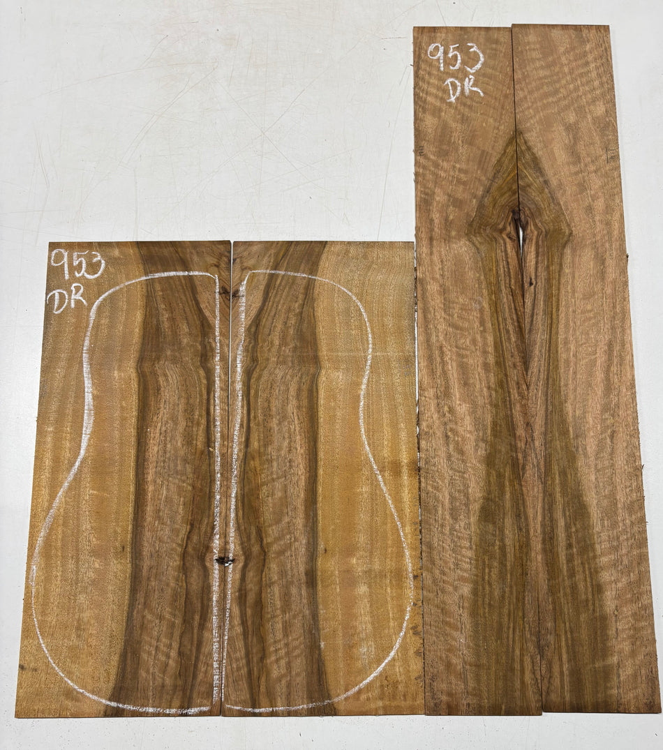 Flame Chocolate Mango Dreadnought Guitar Back and Side Set #953