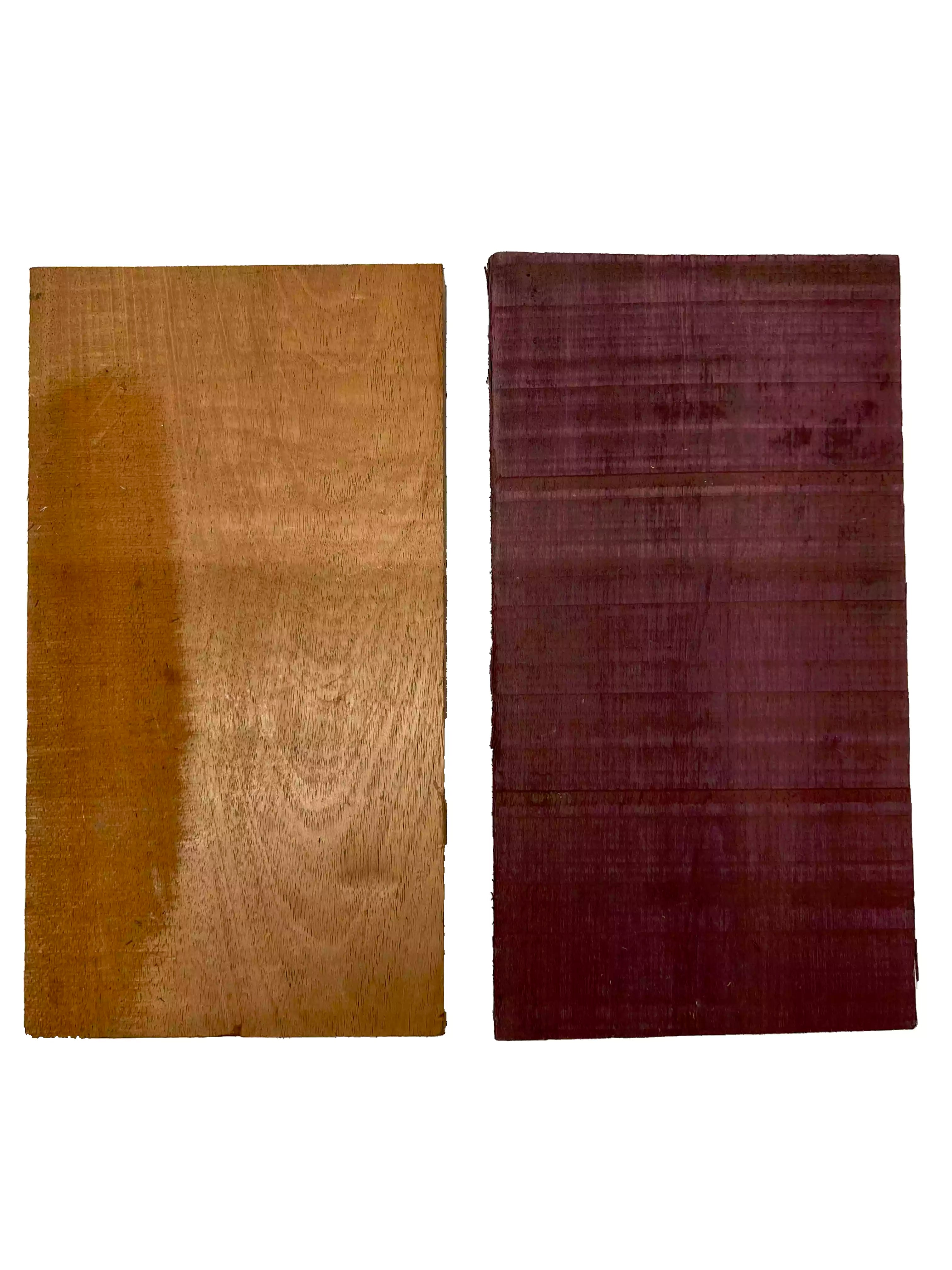 Pack of 2, Thin Stock Three Dimensional Lumber Board 12" x 6-1/2" x 1" ( Honduran Mahogany + Purpleheart ) #31 - Exotic Wood Zone - Buy online Across USA 