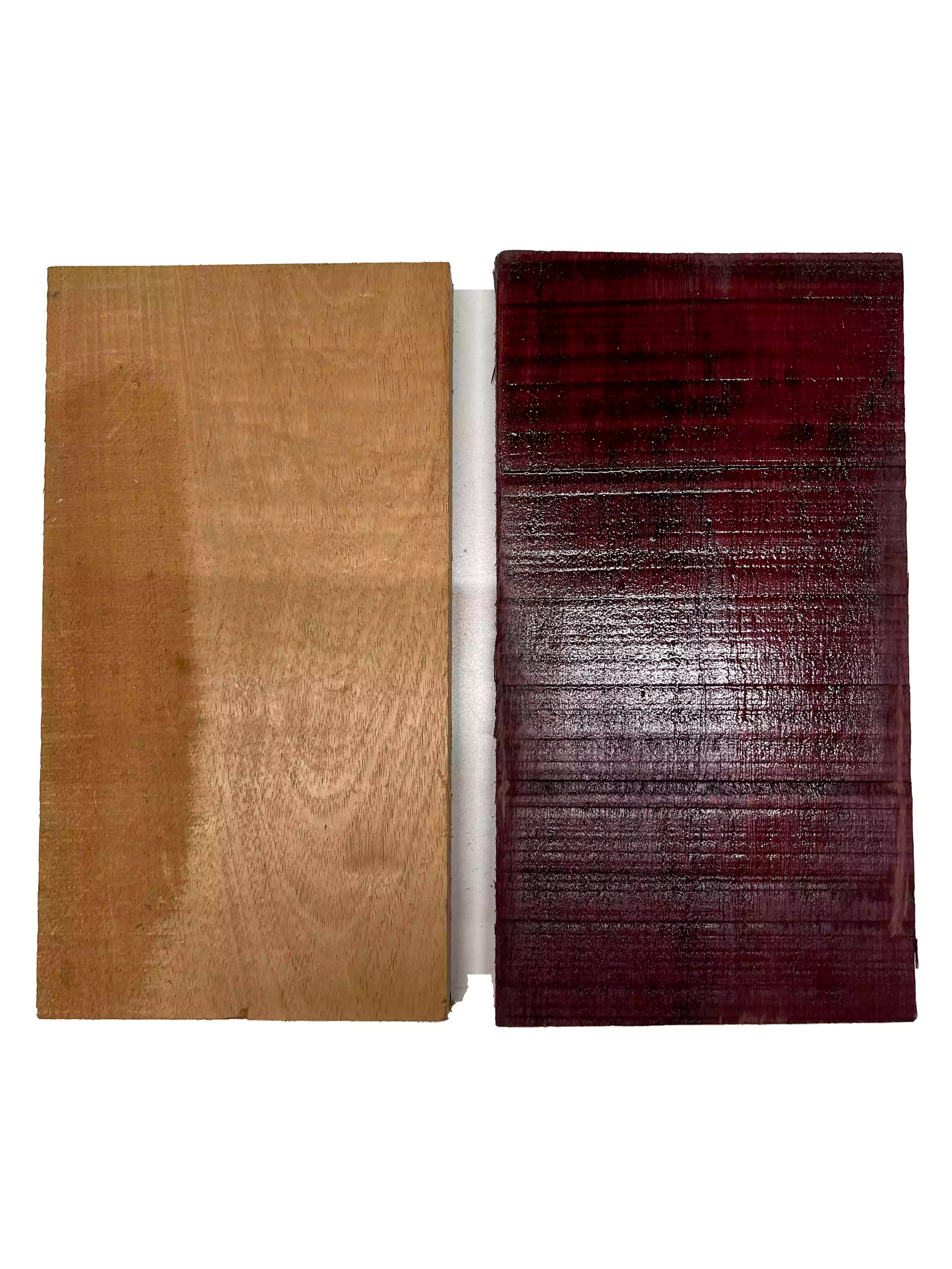 Pack of 2, Thin Stock Three Dimensional Lumber Board 12" x 6-1/2" x 1" ( Honduran Mahogany + Purpleheart ) #31 - Exotic Wood Zone - Buy online Across USA 