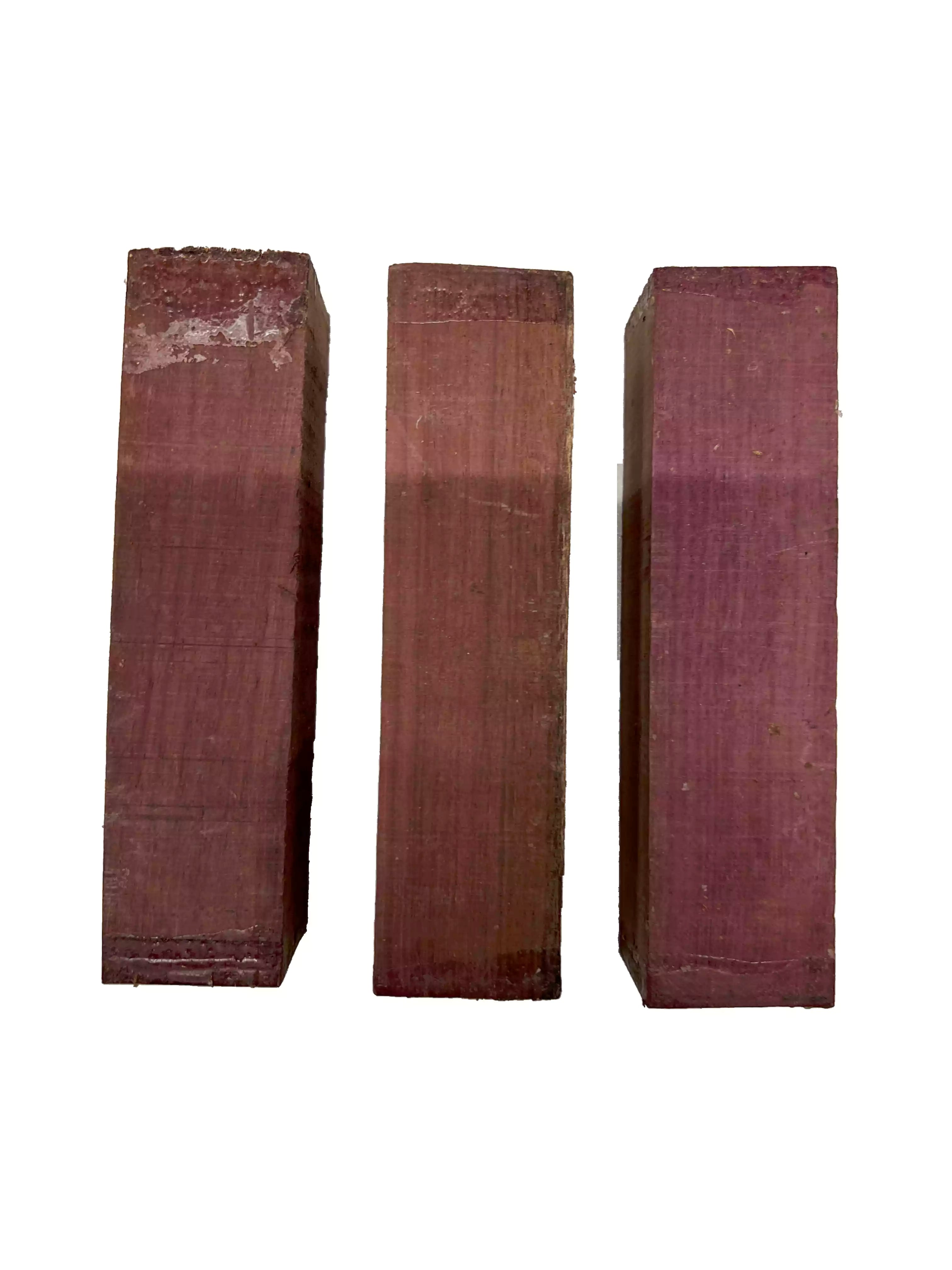 Pack of 3, Purpleheart Hardwood Turning Square Wood Blanks 6" x 1-1/2" x 1-1/2" #47 - Exotic Wood Zone - Buy online Across USA 