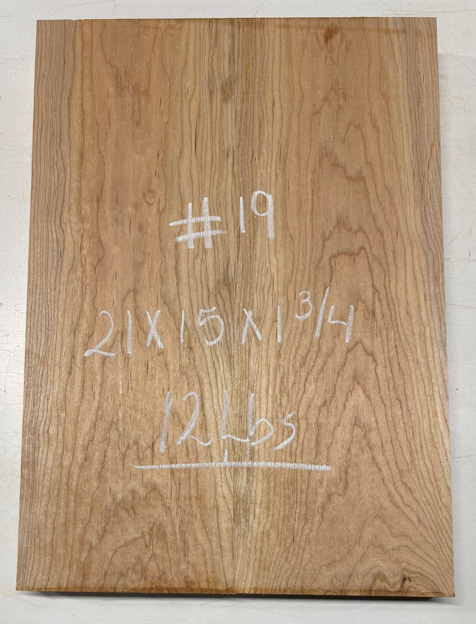 Cherry Guitar Body Blank - 21" x 15" x 1-3/4" (2 Pcs Glued) #19
