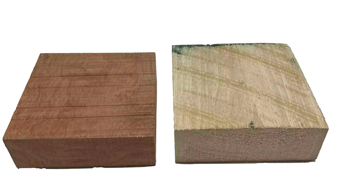 Pack of 2, Poplar+Bubinga Hardwood Bowl Turning Wood Blanks 6"x6"x1-7/8" #72 - Exotic Wood Zone - Buy online Across USA 