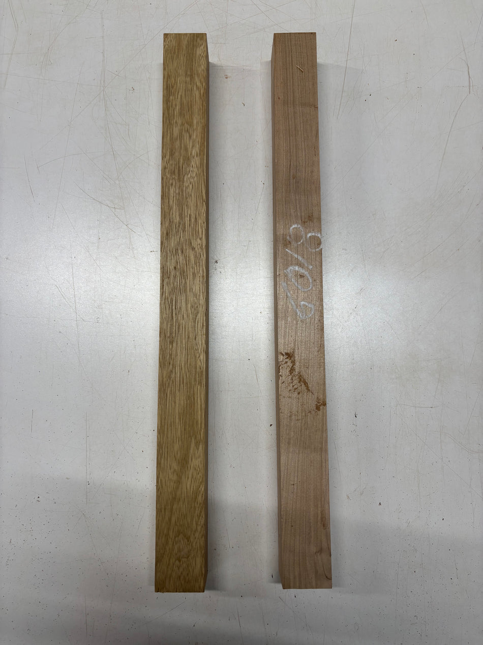 2 Pack, 2 Species Ambrosia Maple + White Limba Turning Wood Blanks 24"x2"x2"#6018