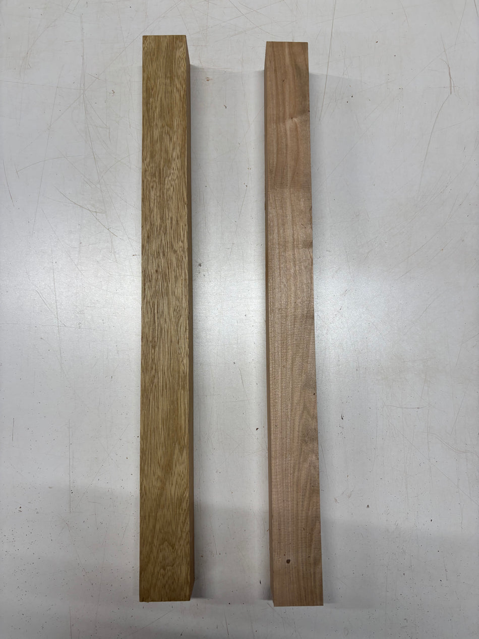 2 Pack, 2 Species Ambrosia Maple + White Limba Turning Wood Blanks 24"x2"x2"#6018