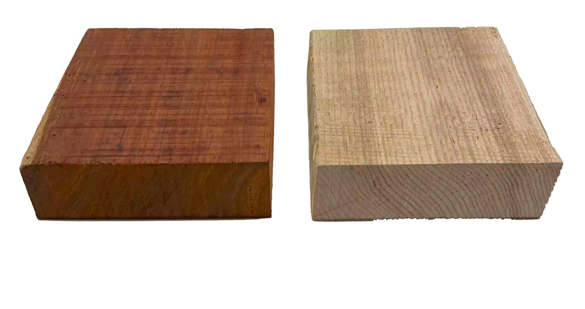 Pack of 2, White Ash+Padauk Hardwood Bowl Turning Wood Blanks 6"x6"x2" #75 - Exotic Wood Zone - Buy online Across USA 