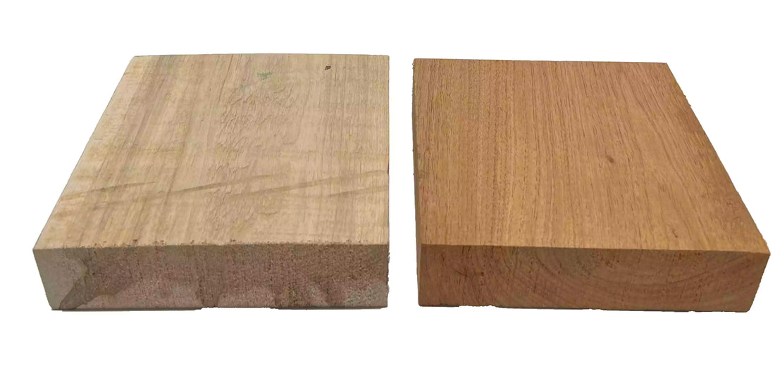 Pack of 2, Spanish Cedar+Ambrosia Maple Hardwood Bowl Turning Wood Blanks 8&quot;x8&quot;x2&quot; 