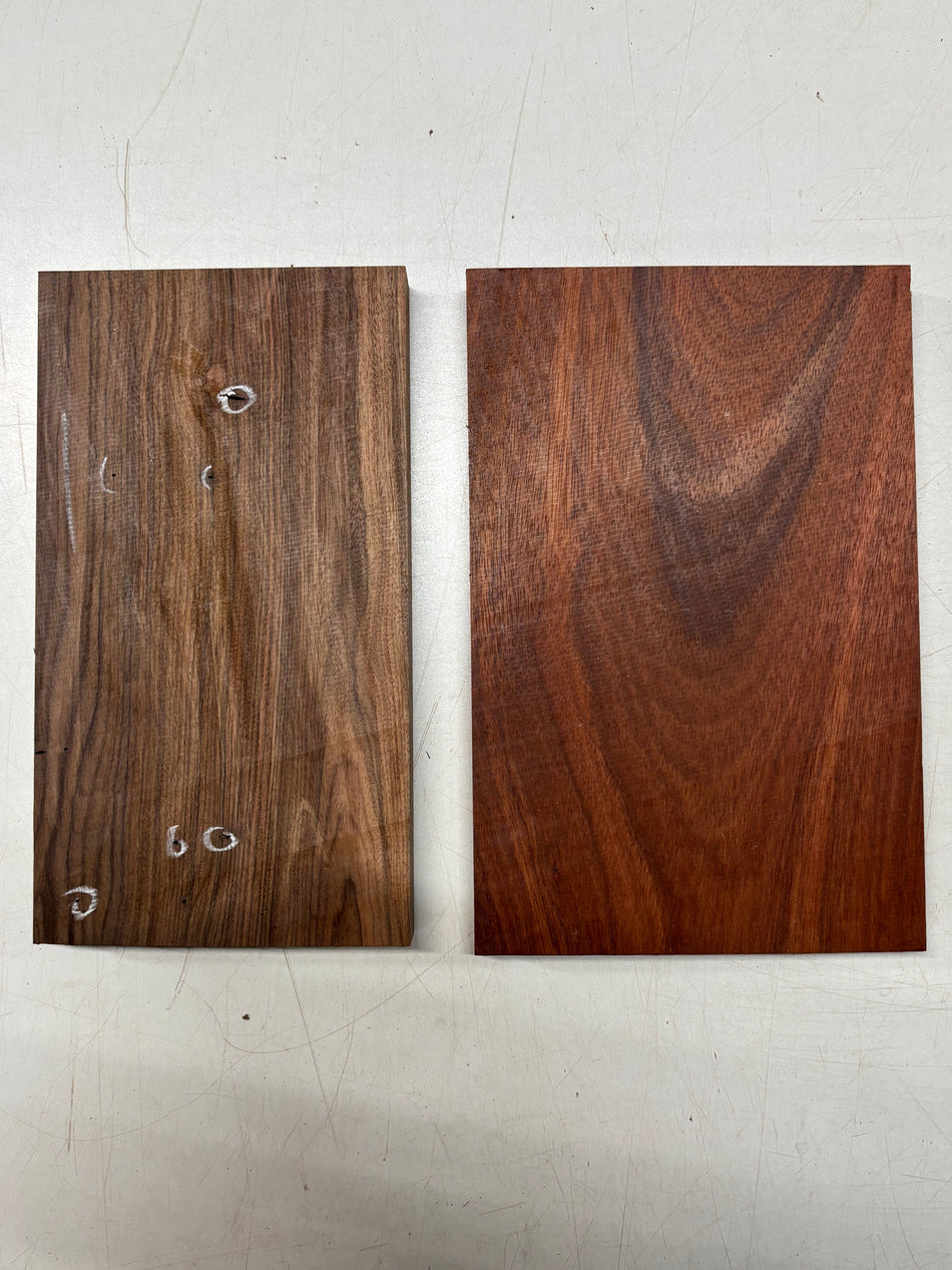 2 Pack, 2 Species, Santos Rosewood (10" x 5-5/8" x 7/8") + Bloodwood Thin Stock Lumber (10" x 6-1/2" x 7/8") #161