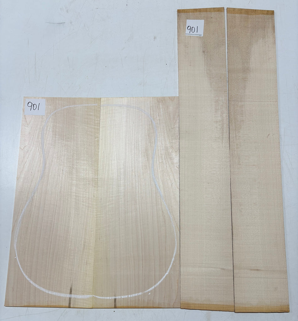 Flame Hard Maple Dreadnought Guitar Back and Side Set  #901