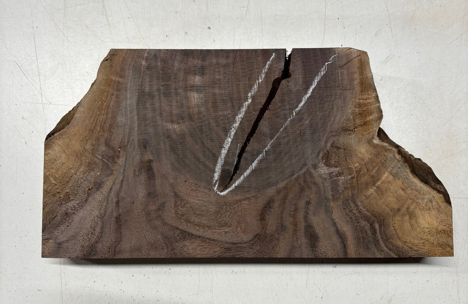 1 Piece, Flame Black Walnut Live Edge Blank 7"x9" -13"x1-7/8"#6071