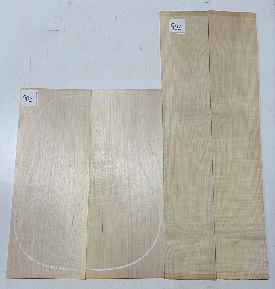 Flame Hard Maple Dreadnought Guitar Back and Side Set  #902