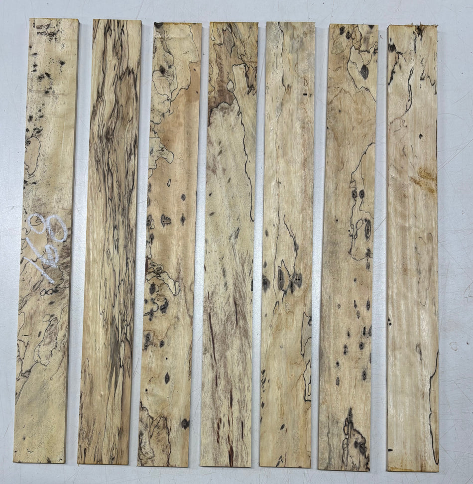 7 Pack, Spalted Tamarind Thin Stock Lumber 18" x 2" x 1/4" #168