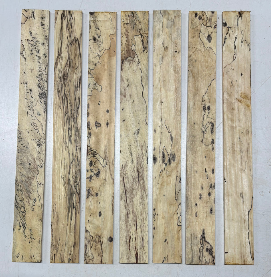 7 Pack, Spalted Tamarind Thin Stock Lumber 18" x 2" x 1/4" #168