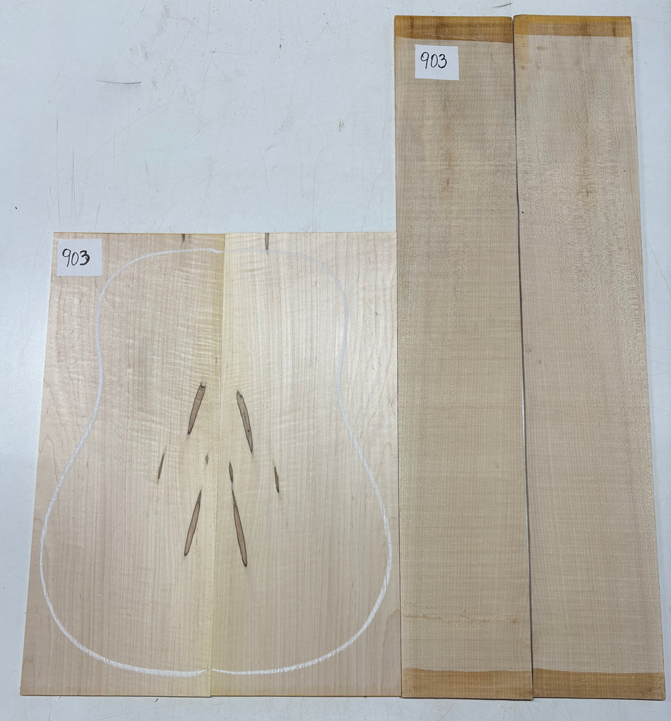 Flame Hard Maple Dreadnought Guitar Back and Side Set  #903