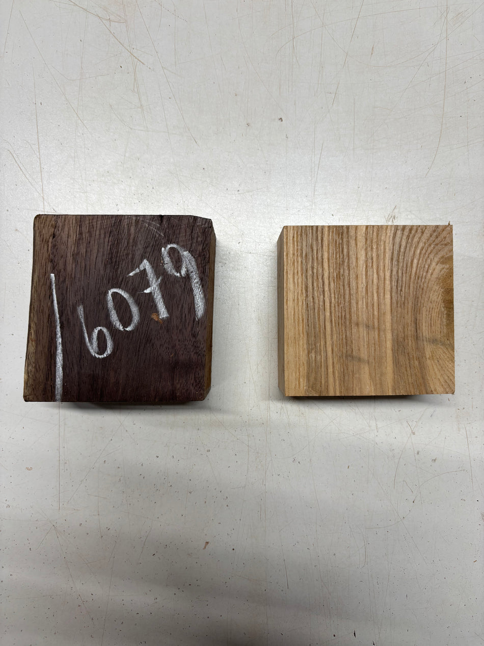 2 Pack, 2 Species Indian Rosewood + White Ash Bowl Blanks 4"x4"x2"#6079