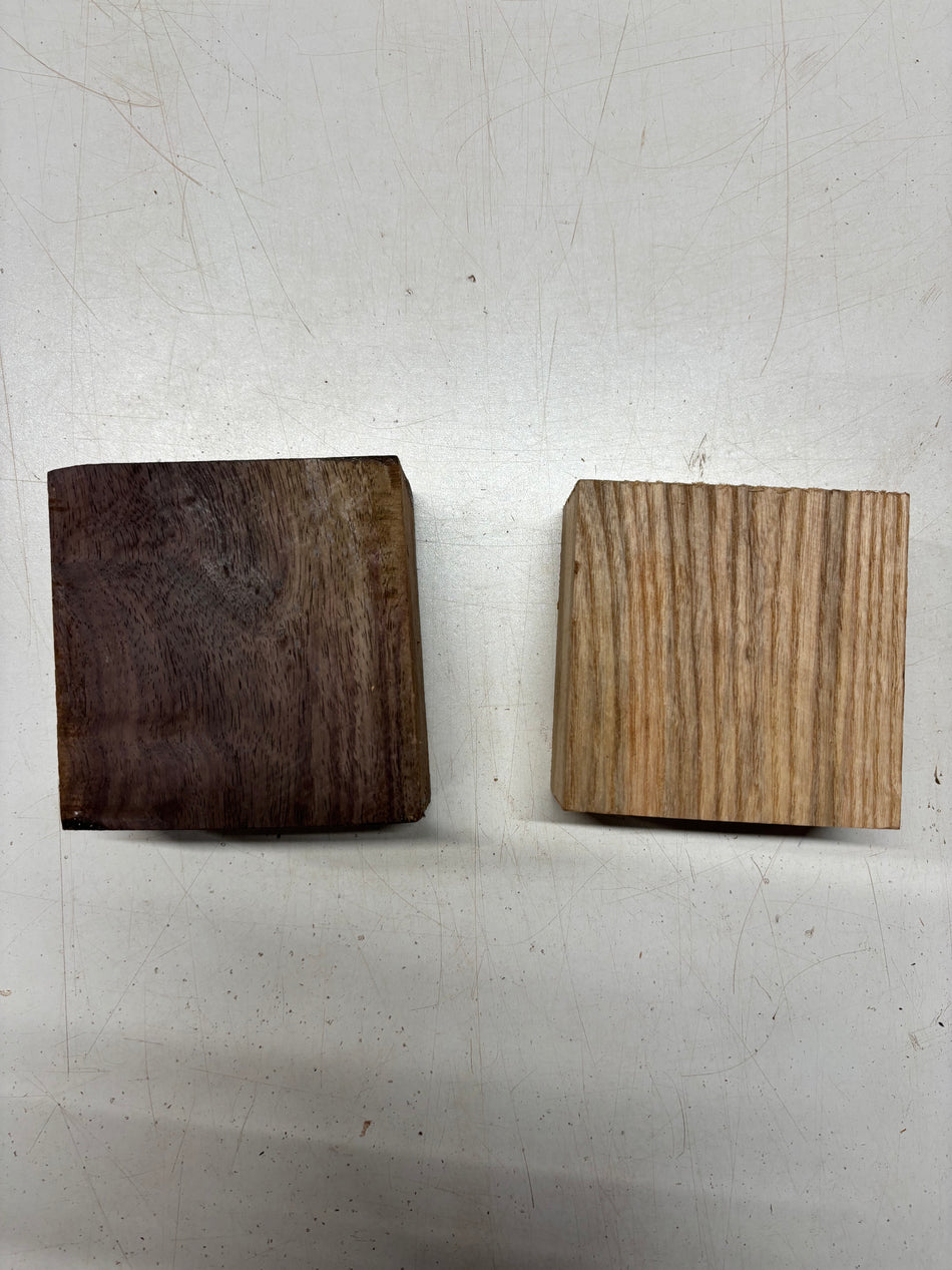 2 Pack, 2 Species Indian Rosewood + White Ash Bowl Blanks 4"x4"x2"#6079