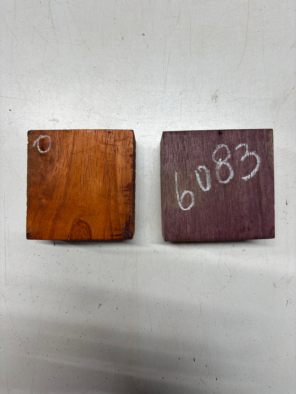 2 Pack, 2 Species Padauk + Purpleheart Bowl Blanks 4"x4"x2"#6083