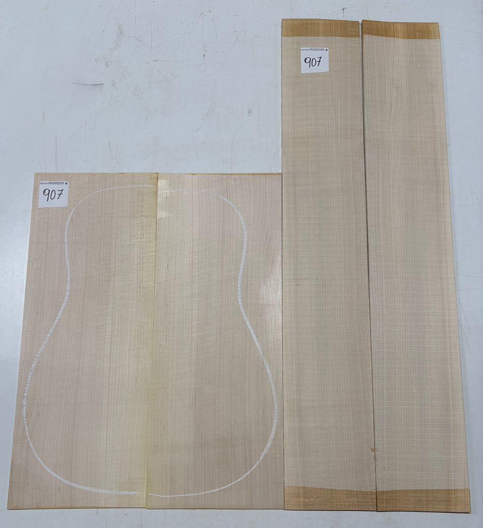 Flame Hard Maple Dreadnought Guitar Back and Side Set  #907