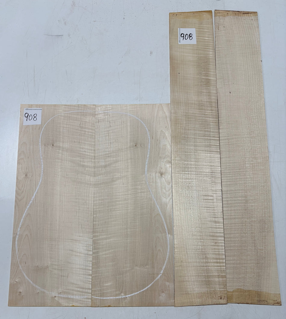 Flame Hard Maple Dreadnought Guitar Back and Side Set  #908