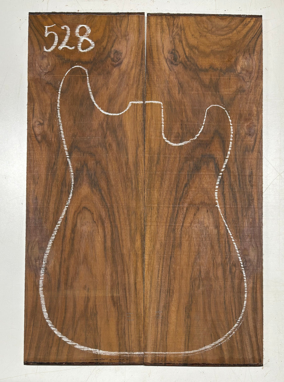 Rare Tiger Striped Rosewood Guitar Drop Top - 22-1/2" x 7-1/4" x 3/8" #528