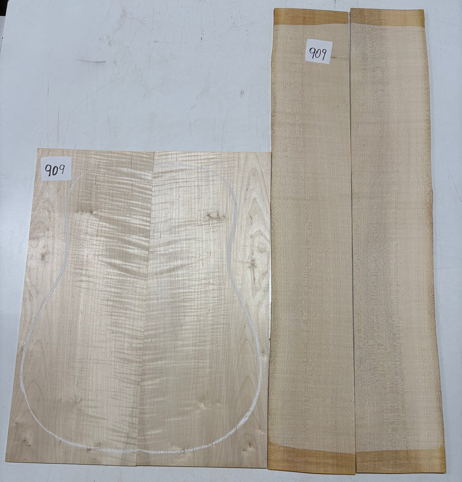 Flame Hard Maple Dreadnought Guitar Back and Side Set  #909