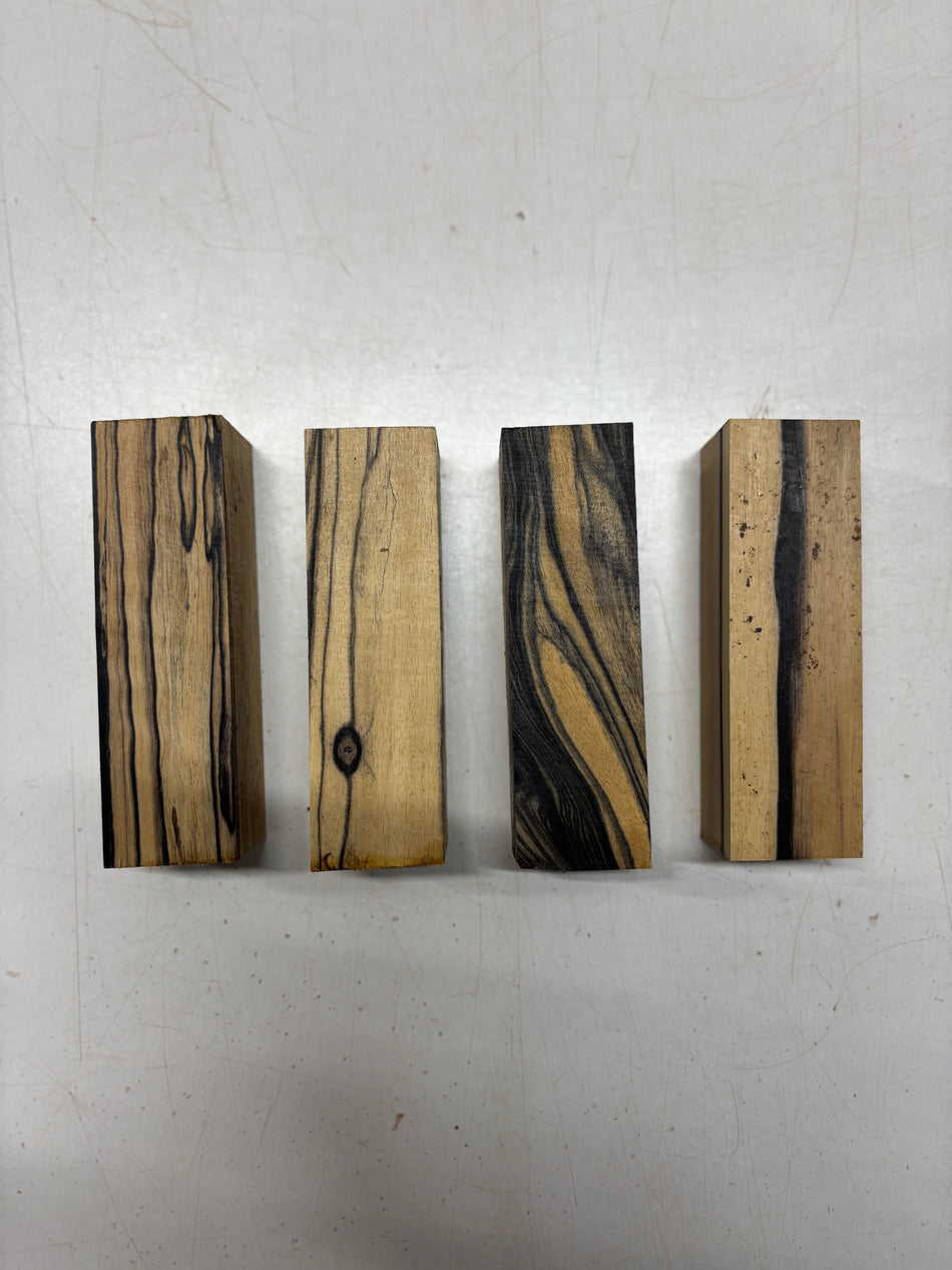 4 Pack, Black And White Ebony Turning Wood Blanks  5"x1-1/2"x1-1/2"#6087