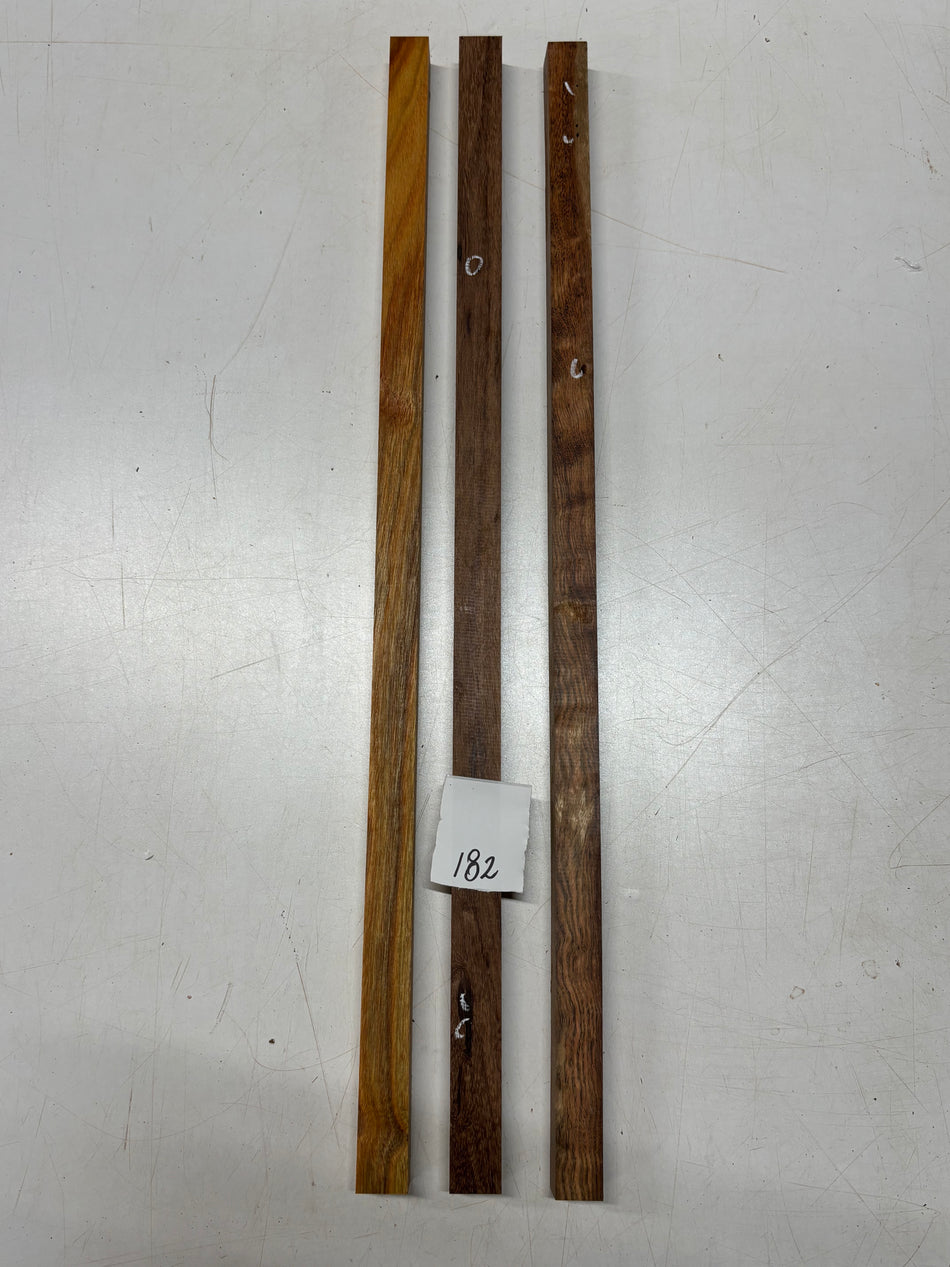 3 Pack, 3 Species, Canarywood + Granadillo + Chechen Turning Wood Blank 24" x 7/8" x 7/8" #182