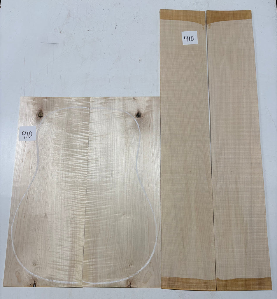 Flame Hard Maple Dreadnought Guitar Back and Side Set  #910