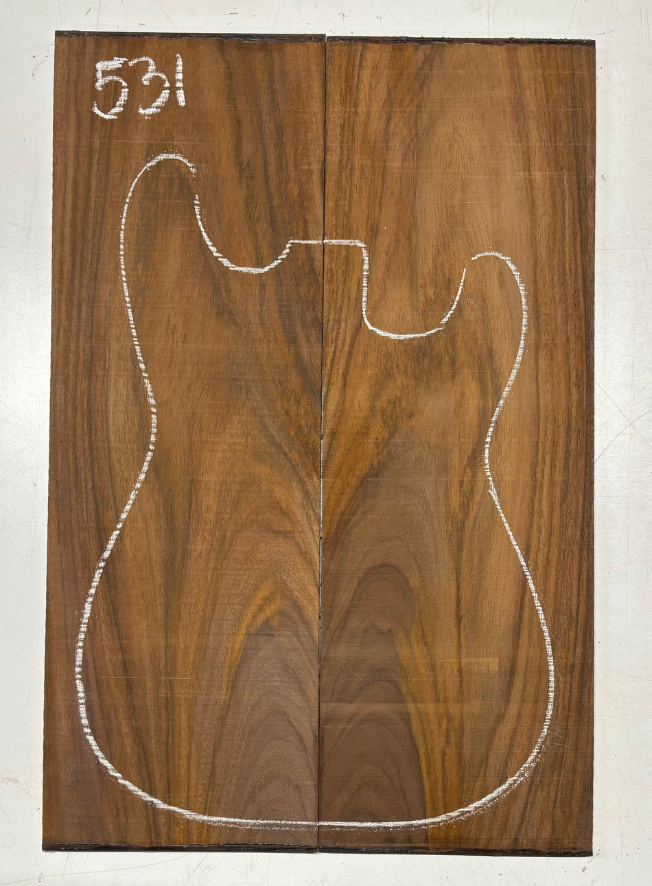 Rare Tiger Striped Rosewood Guitar Drop Top - 22-1/2" x 7-1/4" x 3/8" #531