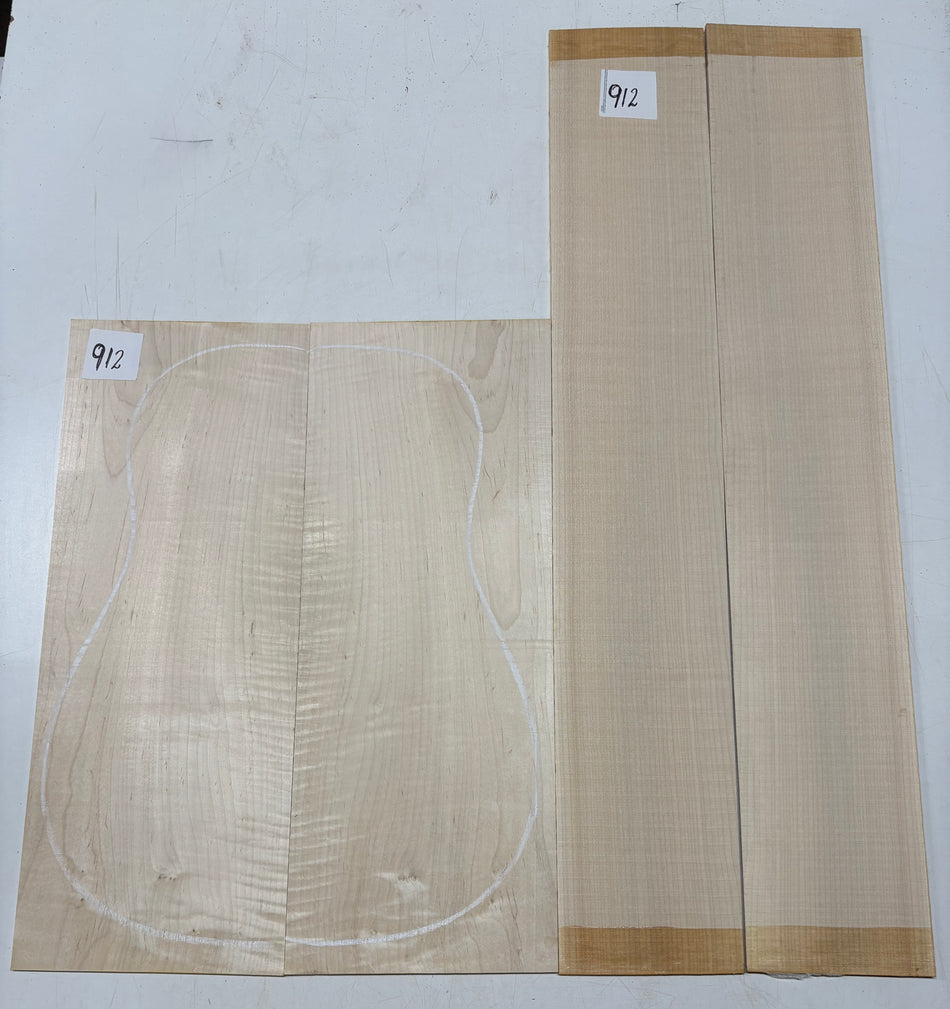 Flame Hard Maple Dreadnought Guitar Back and Side Set  #912