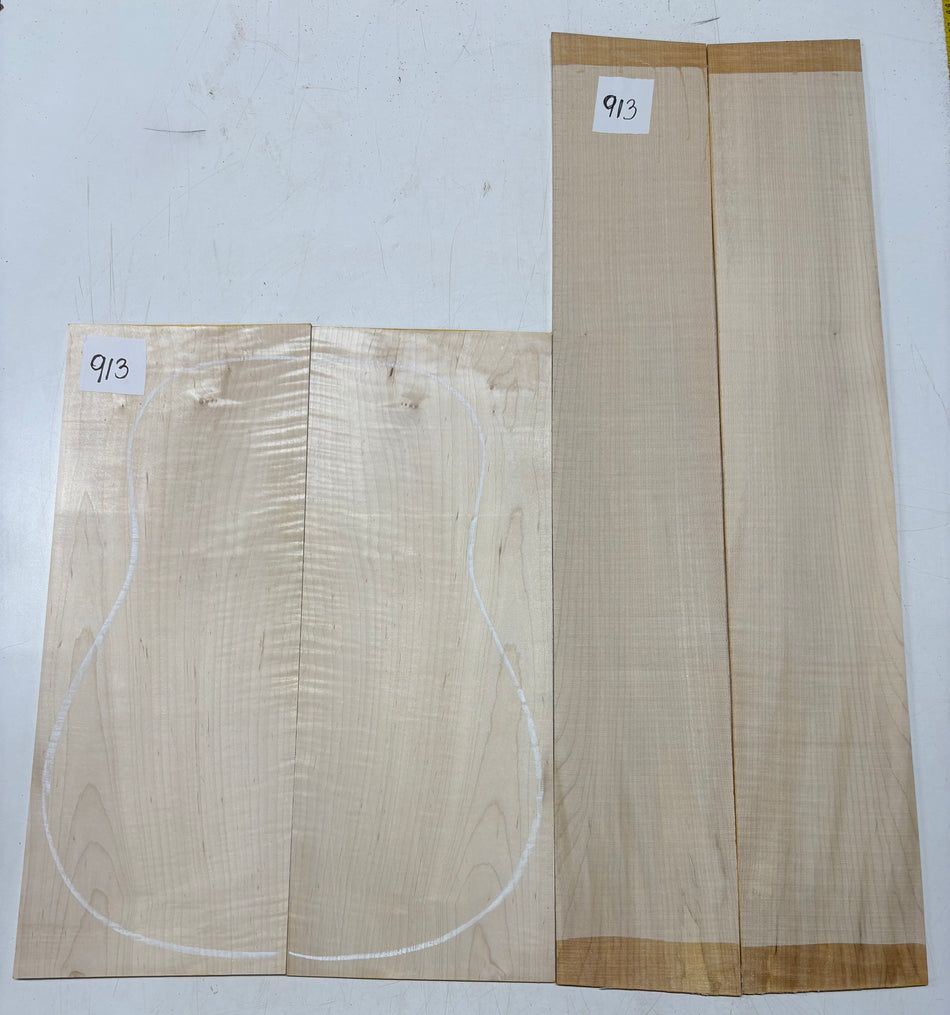 Flame Hard Maple Dreadnought Guitar Back and Side Set  #913