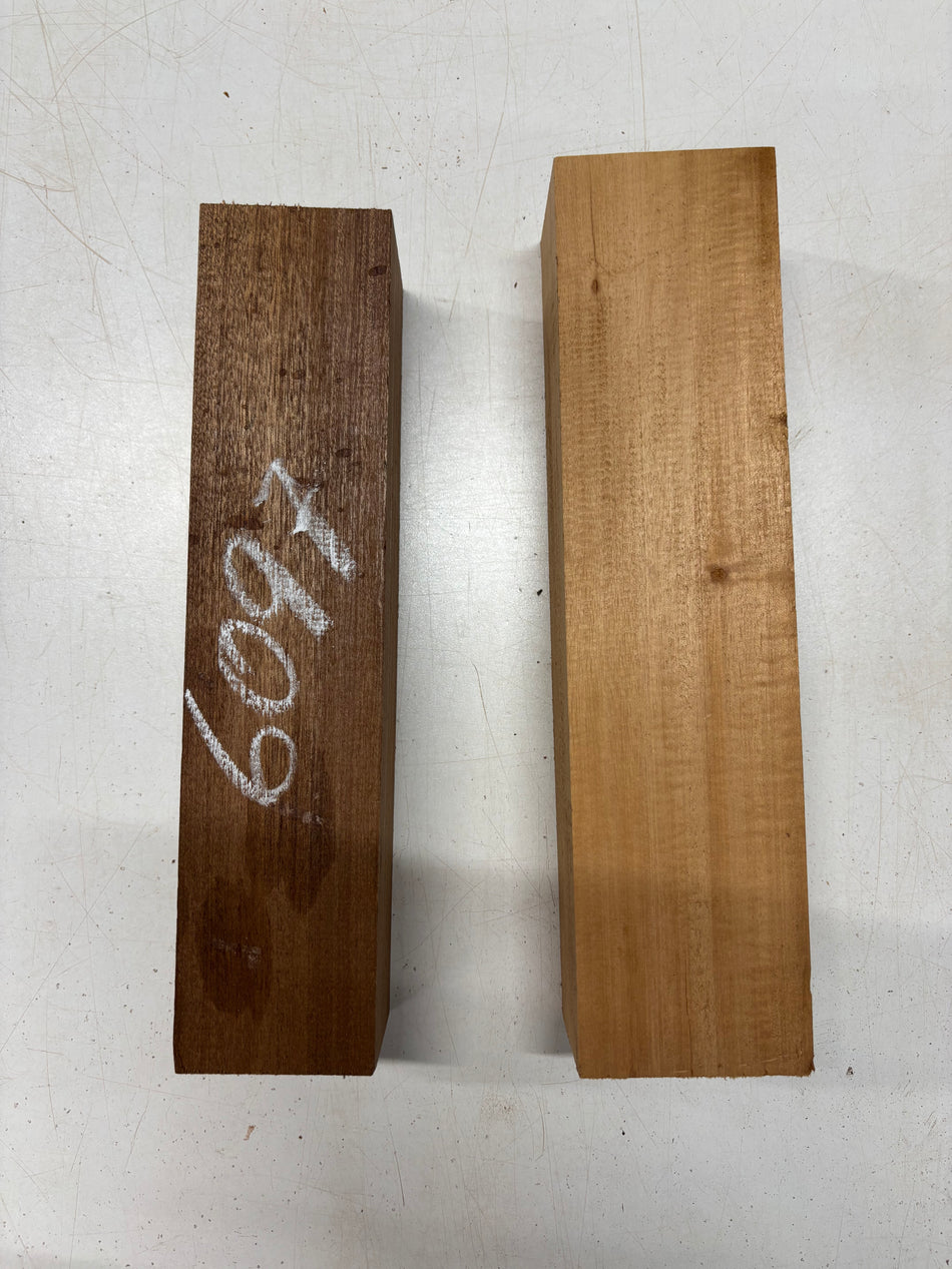 2 Pack, 2 Species Sapele + Mahogany Turning Wood Blanks  #6097