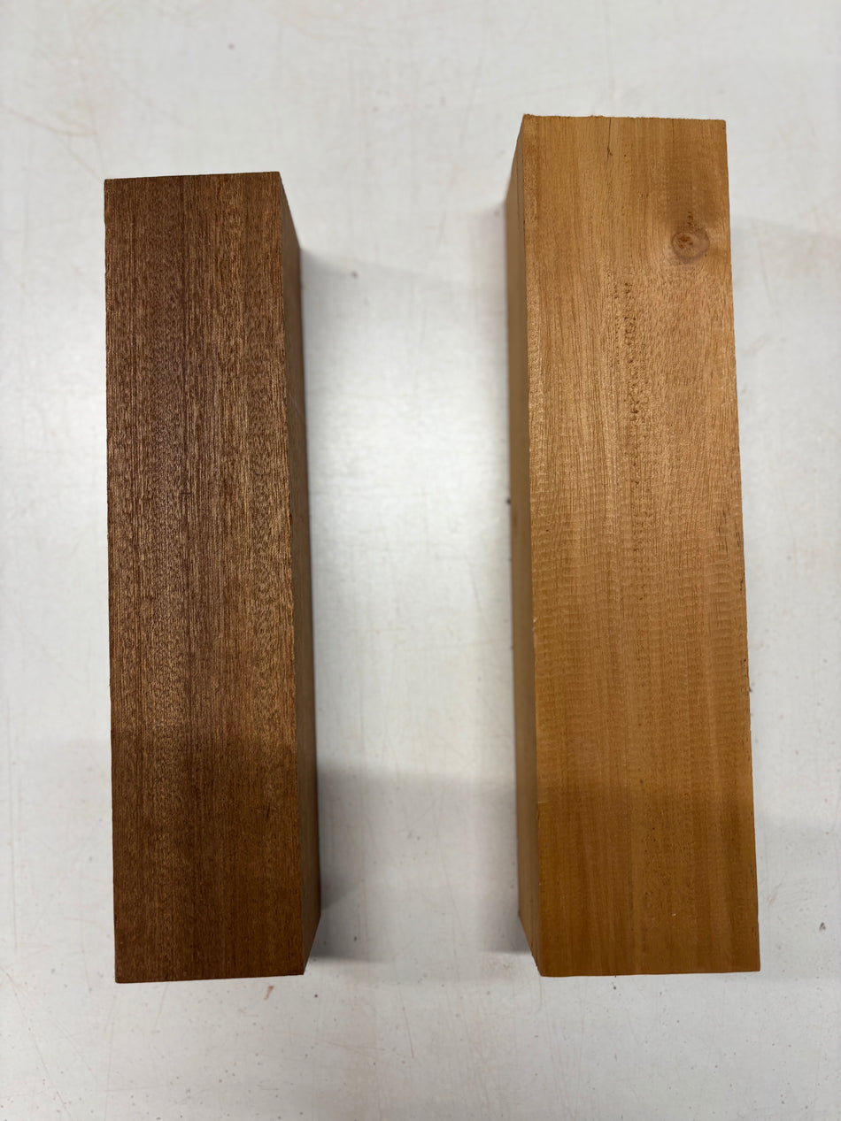 2 Pack, 2 Species Sapele + Mahogany Turning Wood Blanks  #6097