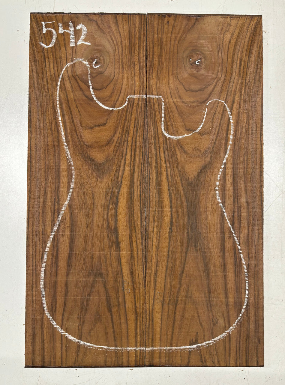 Rare Tiger Striped Rosewood Guitar Drop Top - 22-1/2" x 7-1/4" x 3/8" #542