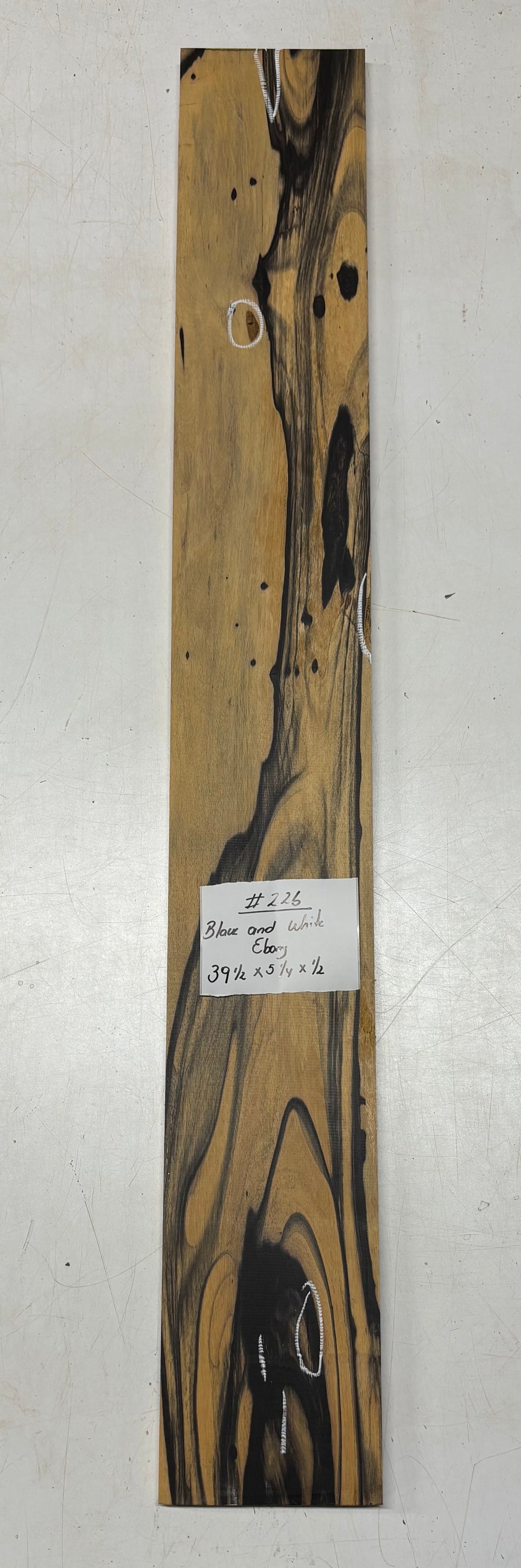 Black and White Ebony Lumber Board 39-1/2" x 5-1/4" x 5/8" #226