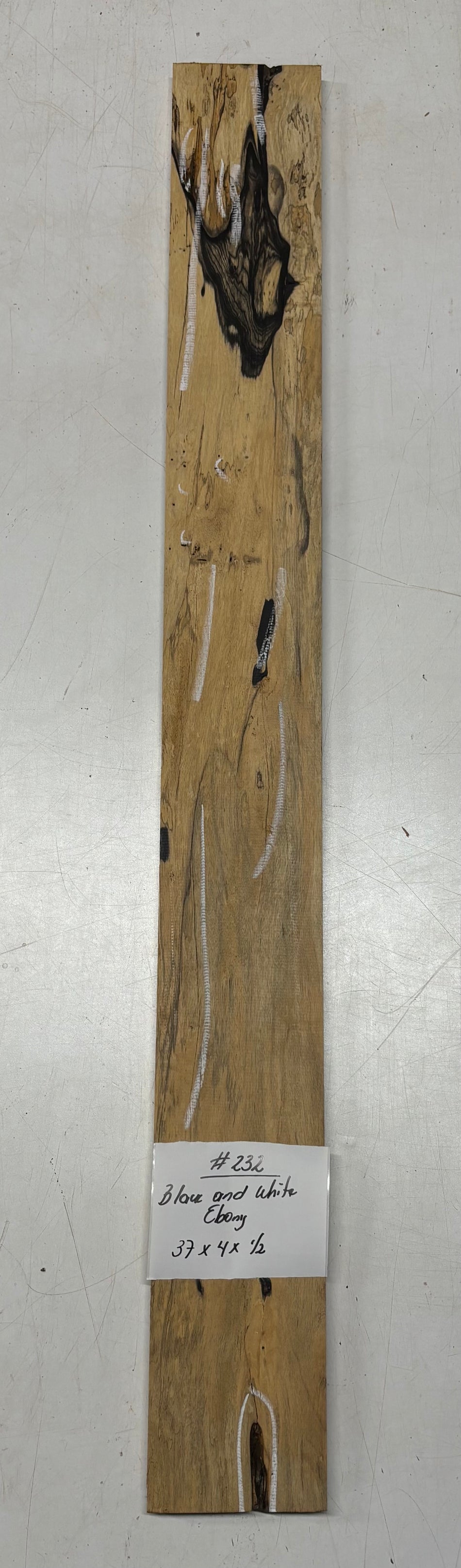 Black and White Ebony Lumber Board 37" x 4" x 1/2" #232