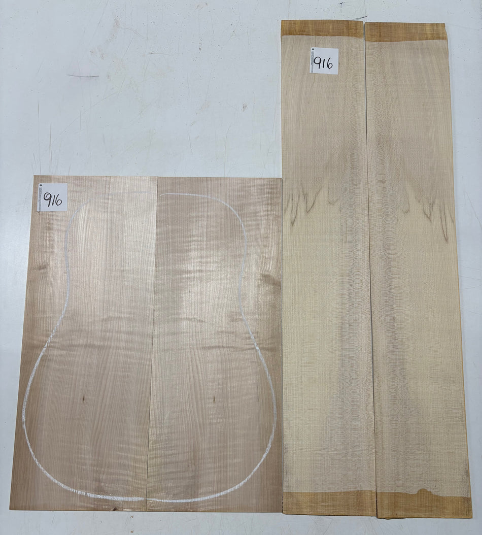 Flame Hard Maple Dreadnought Guitar Back and Side Set  #916