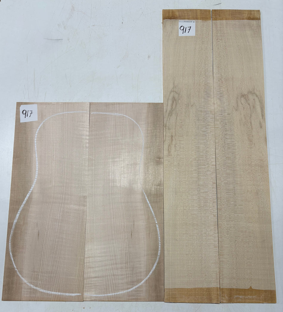 Flame Hard Maple Dreadnought Guitar Back and Side Set  #917