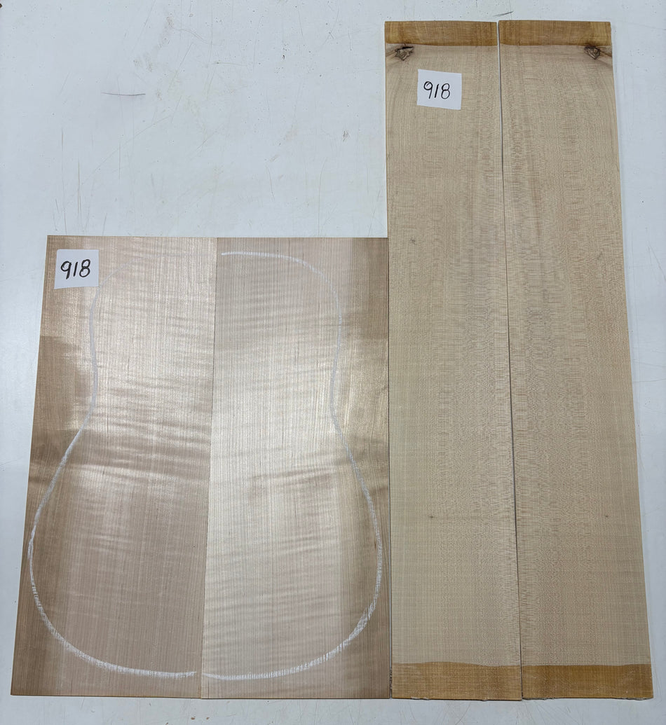 Flame Hard Maple Dreadnought Guitar Back and Side Set  #918