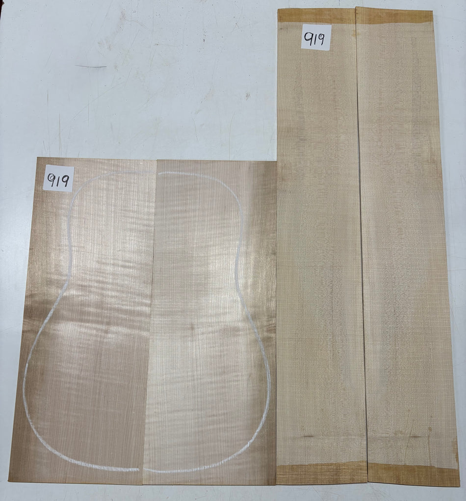 Flame Hard Maple Dreadnought Guitar Back and Side Set  #919