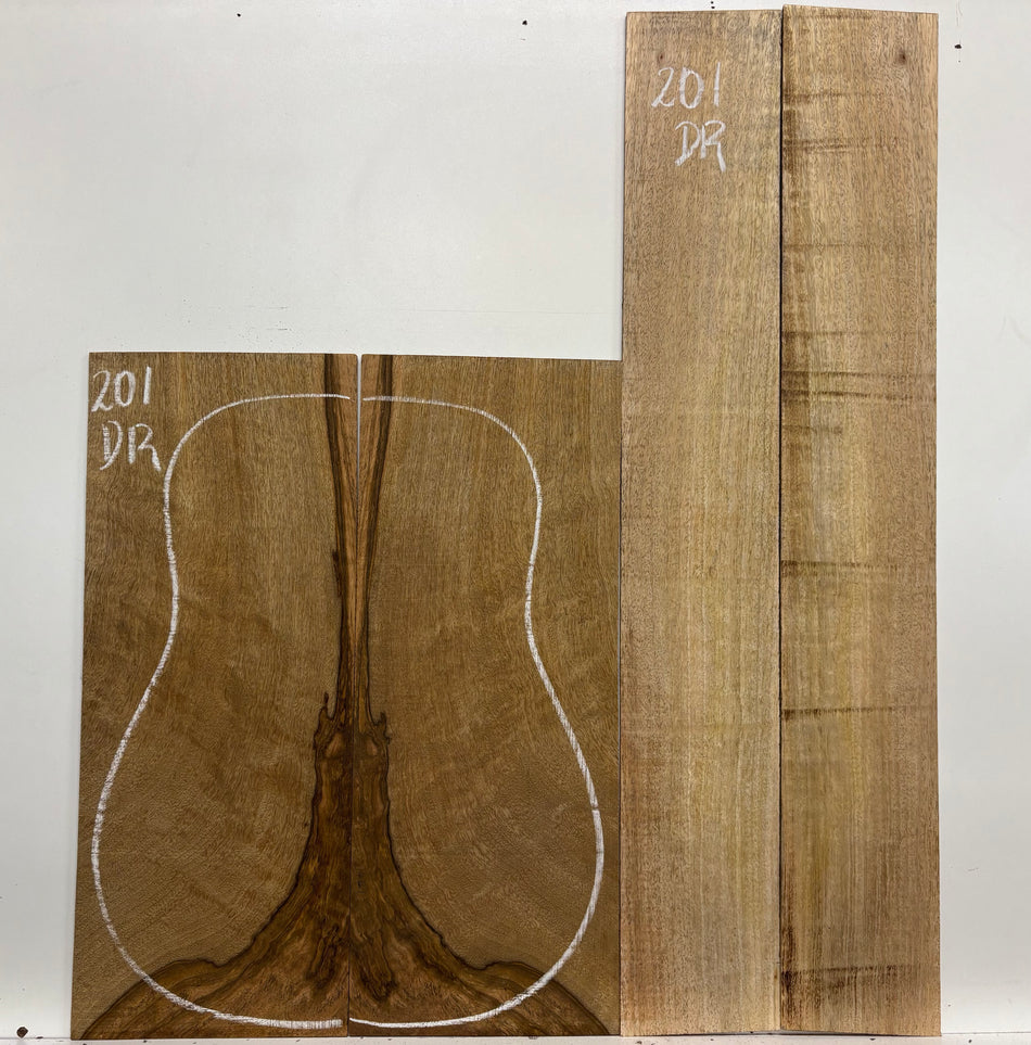 Figured Flame Mango Dreadnought Guitar Back and Side Set #201