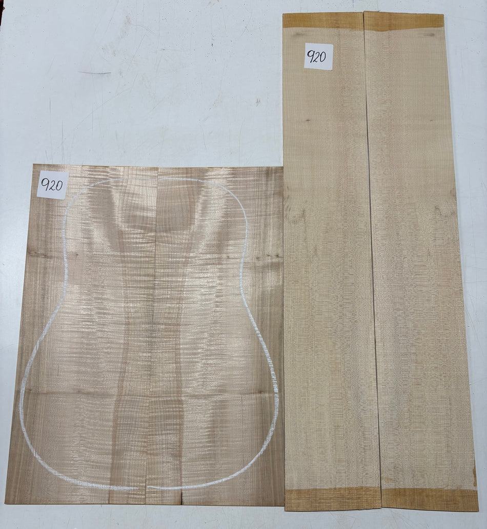 Flame Hard Maple Dreadnought Guitar Back and Side Set  #920