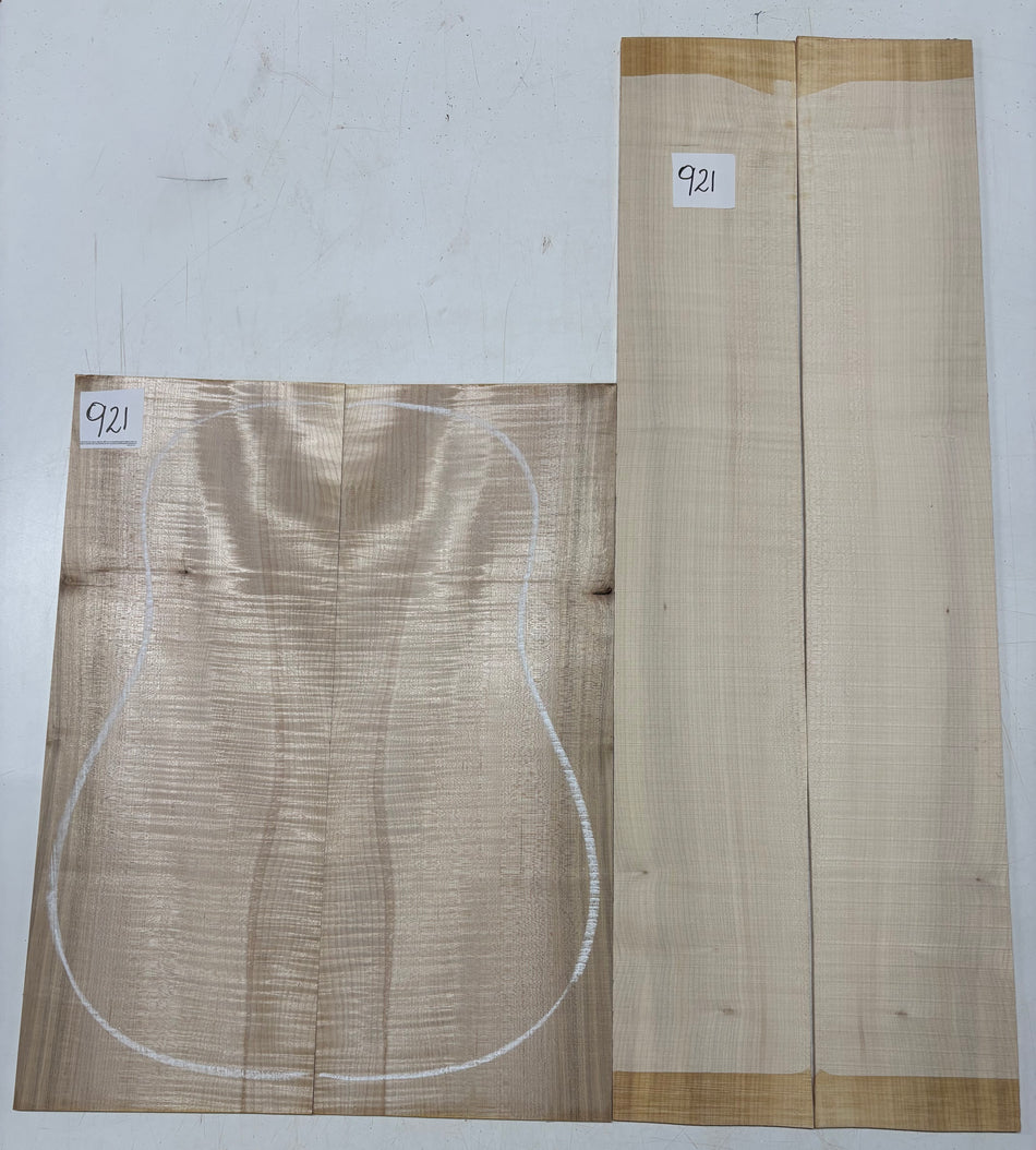 Flame Hard Maple Dreadnought Guitar Back and Side Set  #921