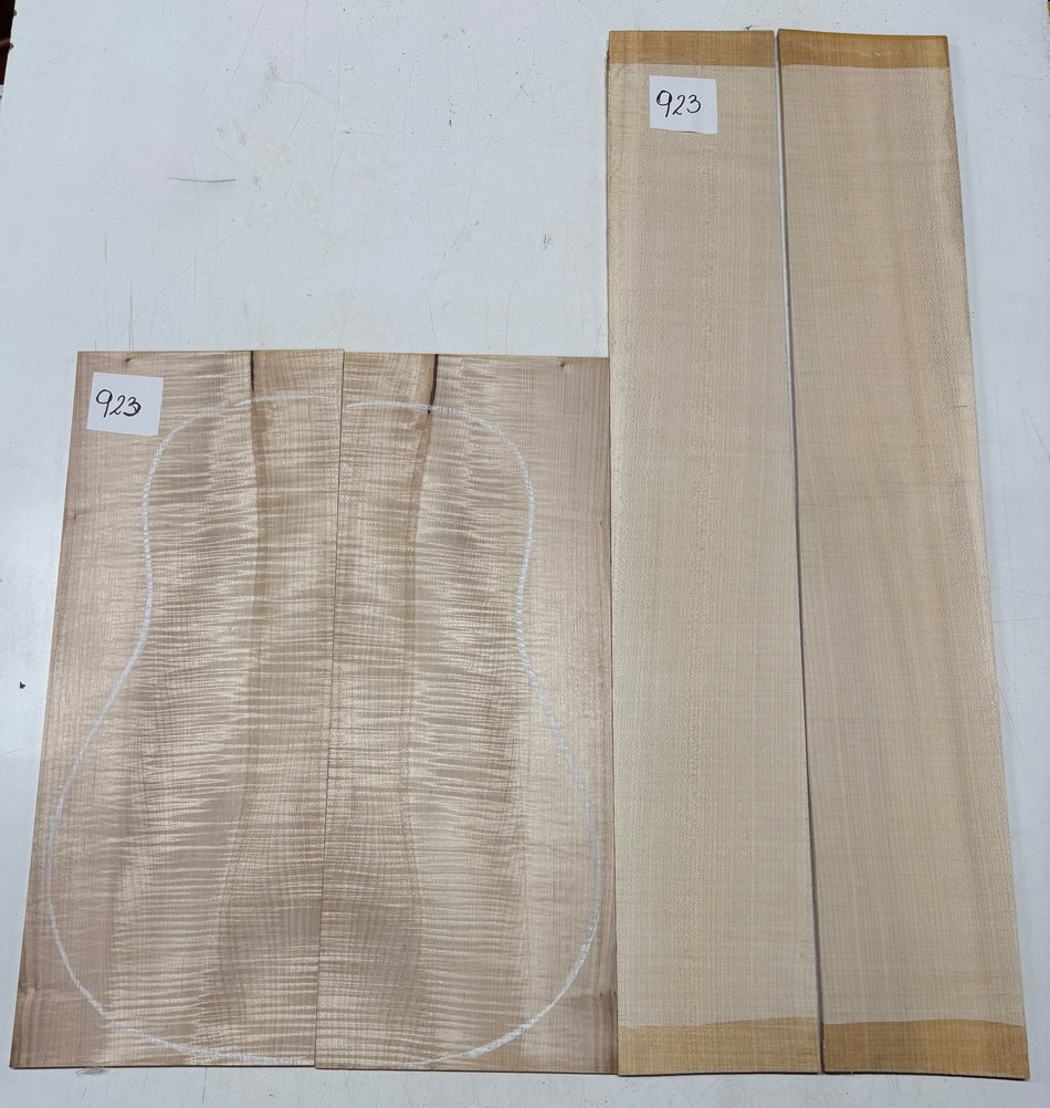 Flame Hard Maple Dreadnought Guitar Back and Side Set  #923