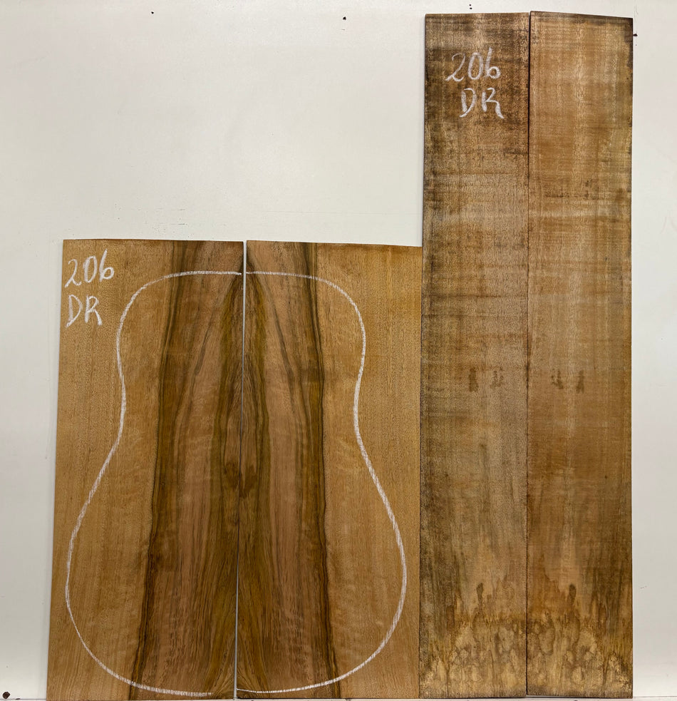 Figured Flame Mango Dreadnought Guitar Back and Side Set #206